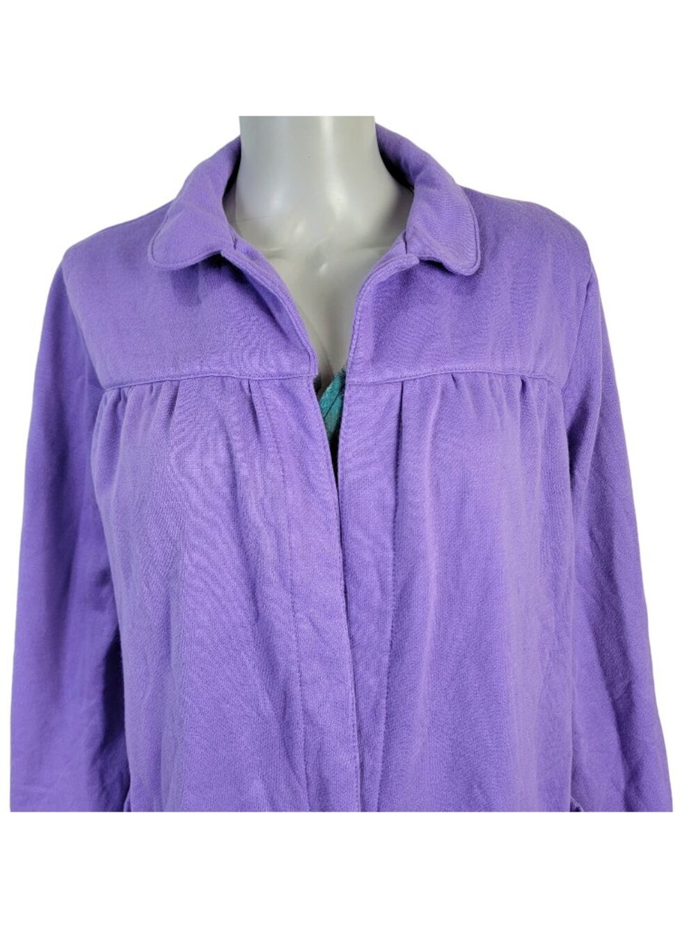 Vintage 80s Fleece Jacket Women 1X Plus Purple Collar Coat Casual Top 16 Spring